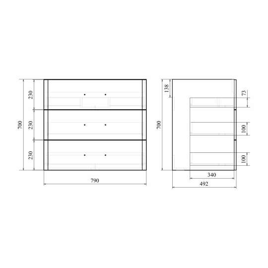 Fuji F 80/3  тумба напольная белая глянцевая c раковиной Deep 80